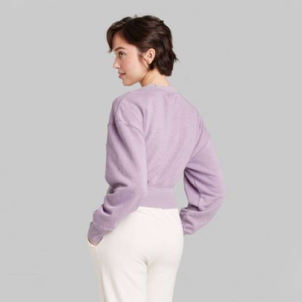 🧡 Cropped Crewneck Pullover Sweatshirt Wild Fable Target Berry Pink - Picture 2 of 3